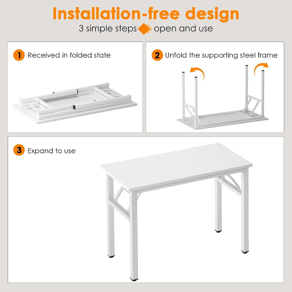 Need Small Folding Computer Desk, 39.4 Inch Writing Table, White