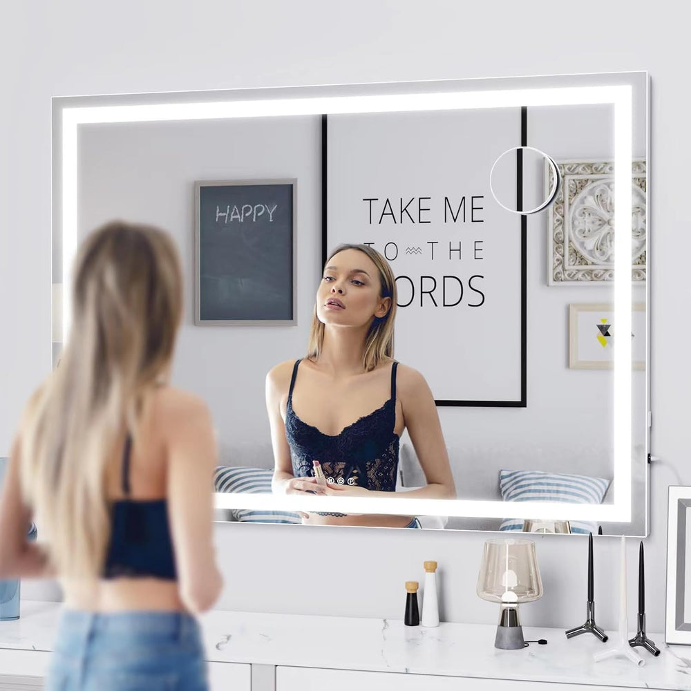 Gvnkvn Makeup Vanity Mirror with Lights 32" x 24" Large LED Makeup ...