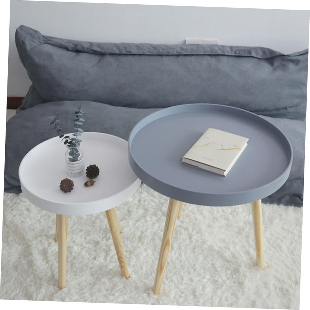 Veemoon Nordic Style Small Round Side Table White Mini Coffee Accent Table fo...