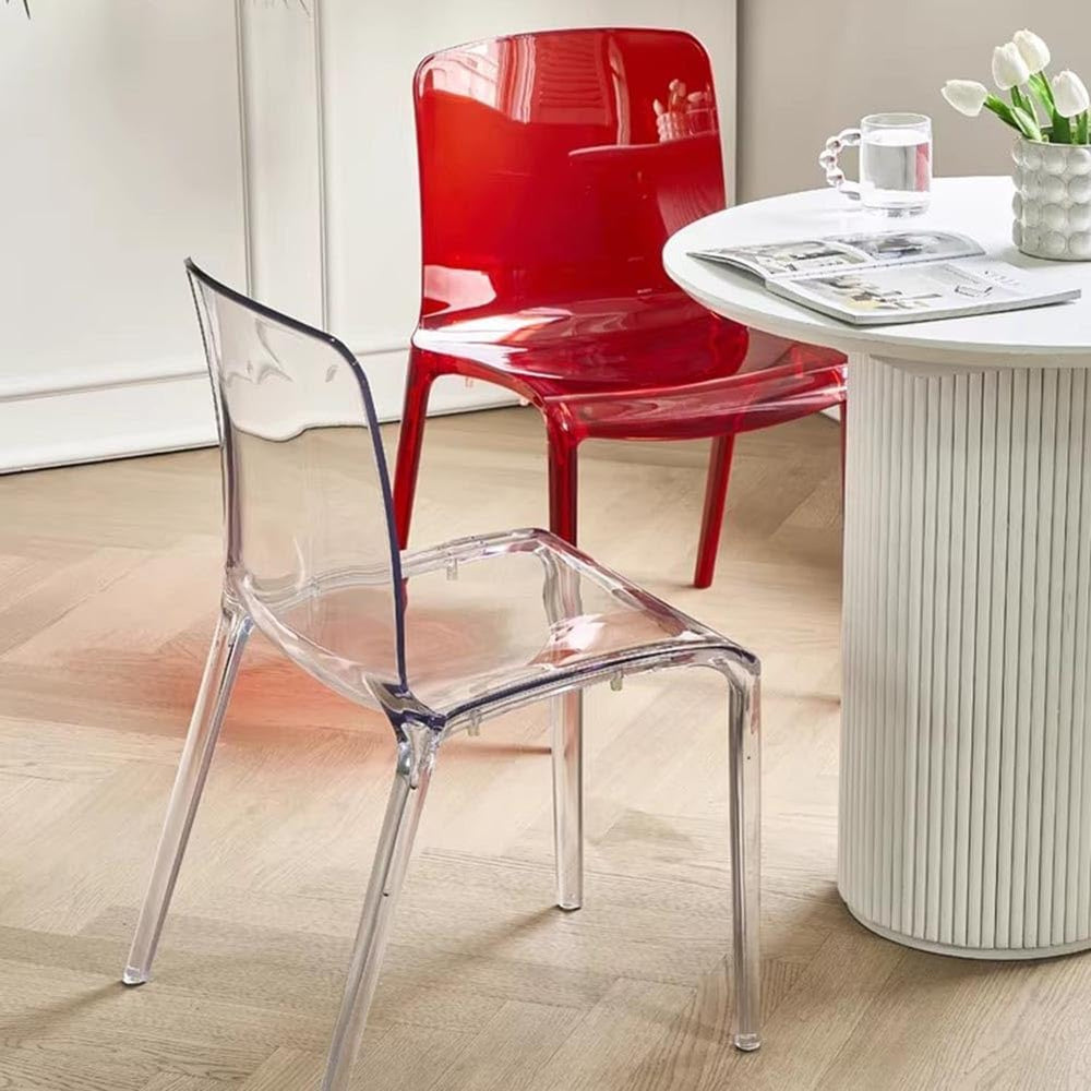 Etlegor Transparent Acrylic Dining Chair, Curved Backrest Kitchen Chairs Ladi...