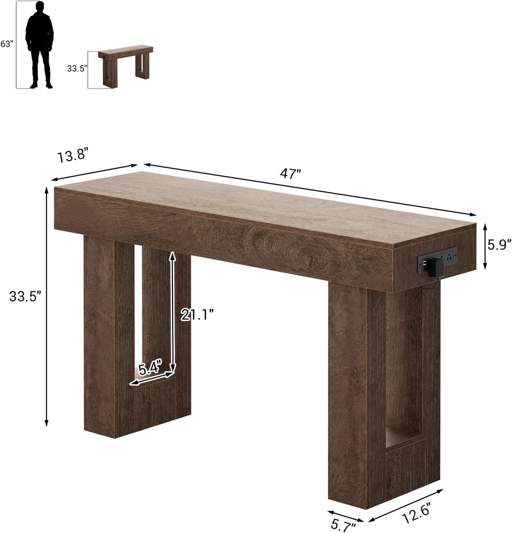 Unikito 47" Entryway Table with Socket and Sensor Light, Narrow Console ...