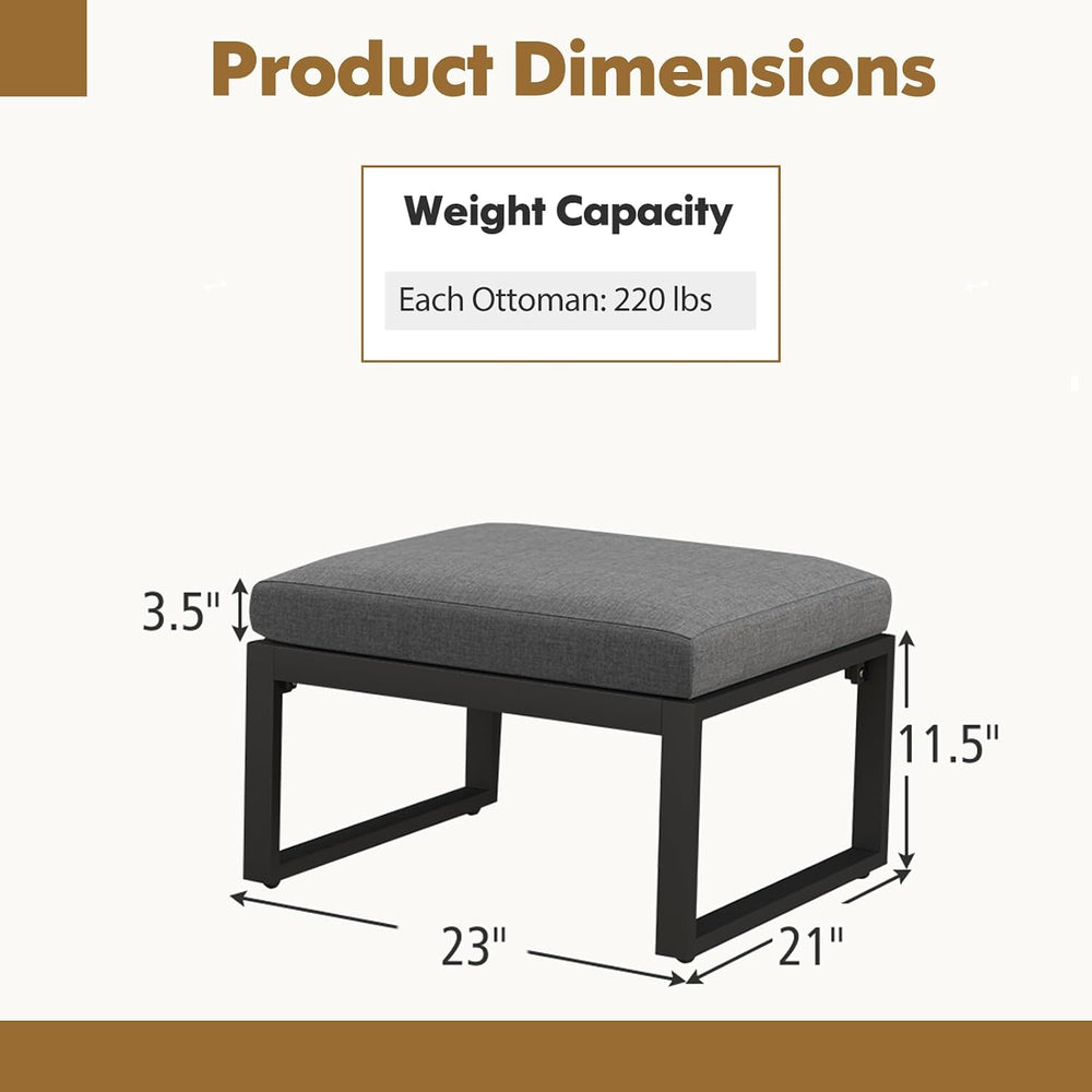 Tangkula Patio Ottoman Footrest, 220 LBS Capacity Outdoor Foot Stool with Cus...