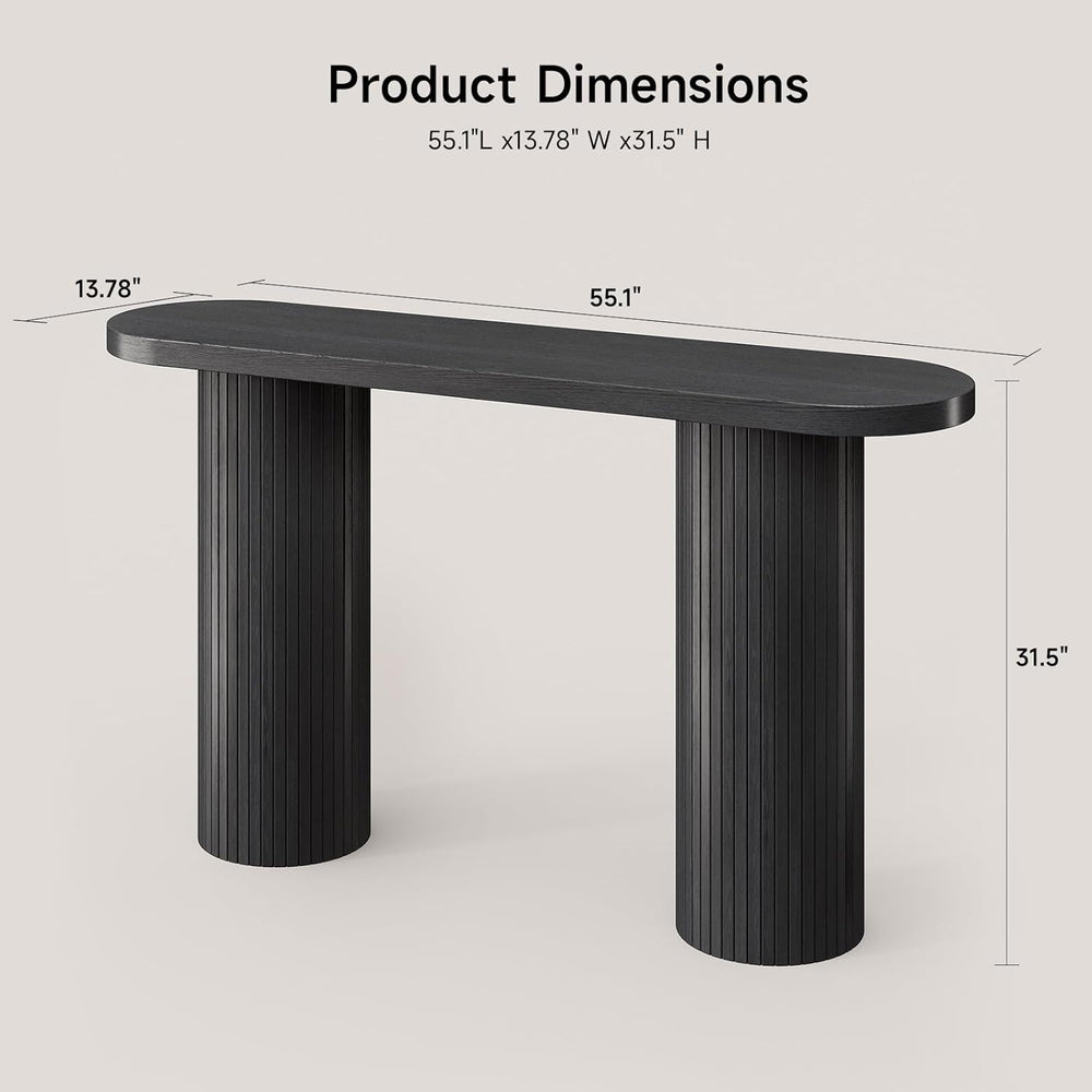 ONBRILL 55 Inch Fluted Entryway Table, Sofa Table Behind The Couch, Long Cons...