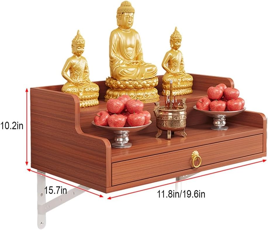Wall Hanging God Shelf, Buddhist Altar De Madera Shrine with Retractable Pull...