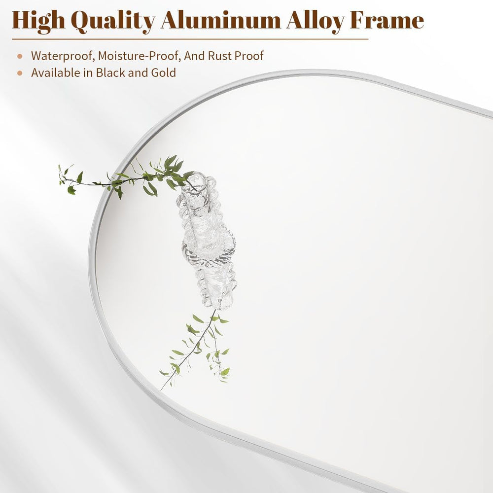 BEAUTYPEAK 36"x48" Arch Bathroom Wall Mirror, Silver