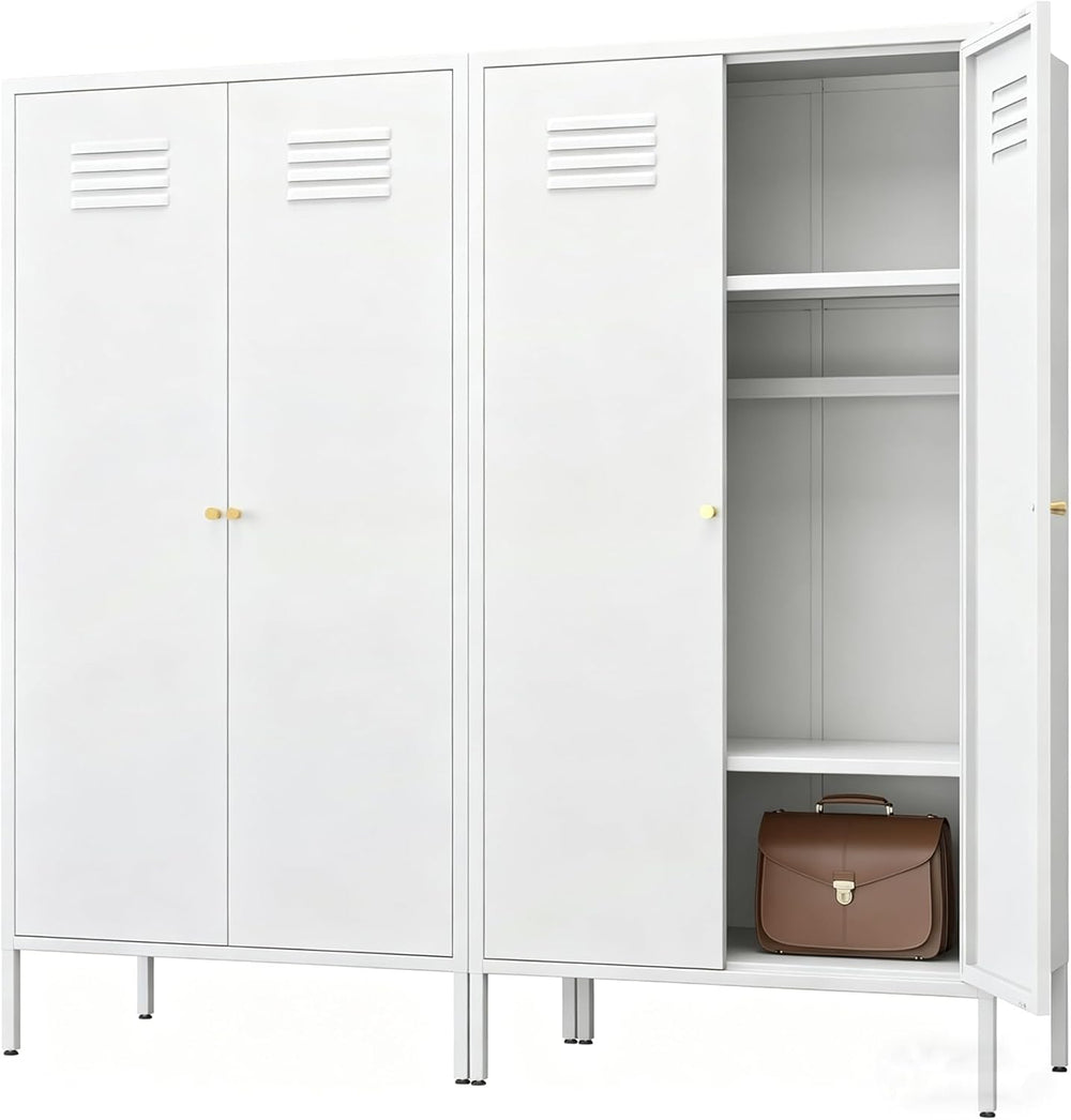Metal Storage Cabinets with Magnetic Doors, Steel Locker with Adjustable Shel...