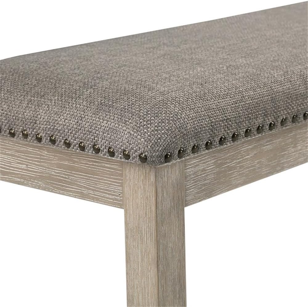 Pemberly Row Contemporary Wood and Fabric Dining Bench, 63.5" Wide, Wire...