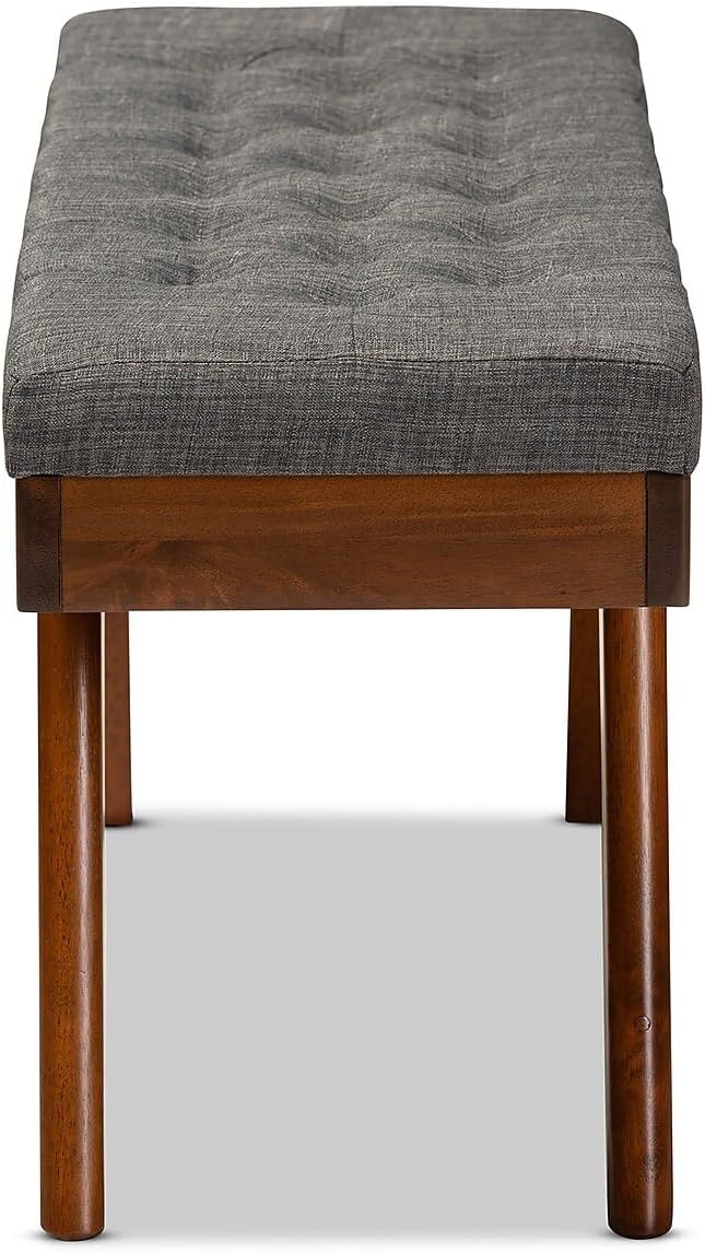 Baxton Studio Alona Mid-Century Modern Medium Grey Fabric Upholstered Wood Di...