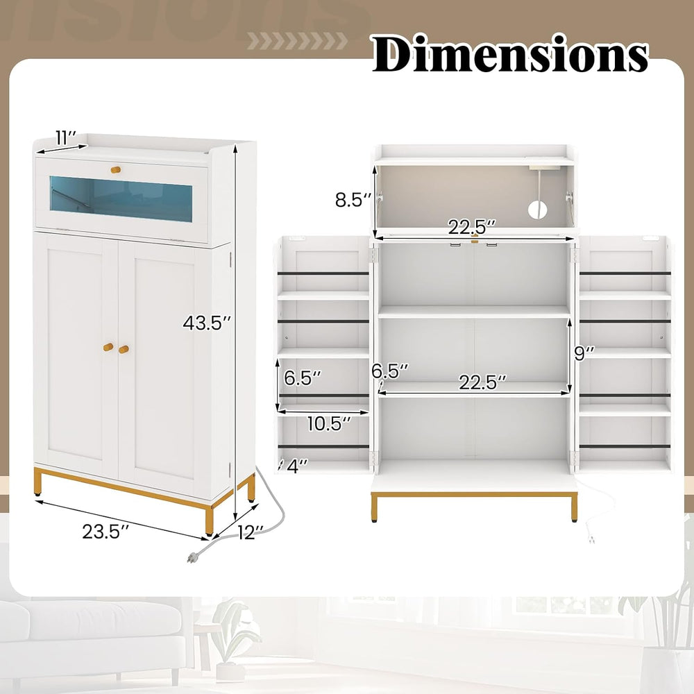 LOKO Kitchen Pantry Cabinet, Freestanding Food Storage Cupboard with Power Ou...