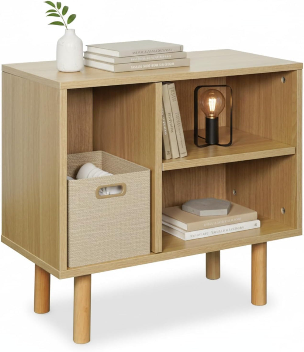 Home Zone Living Stackable Storage Cube End Table with Door or Shelf Options,...