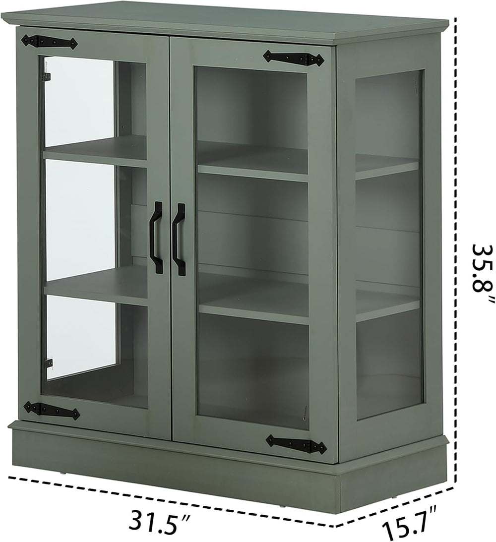 FOREST GRAVITY 31.5'' Small Display Buffet Cabinet with Glass Doors f...