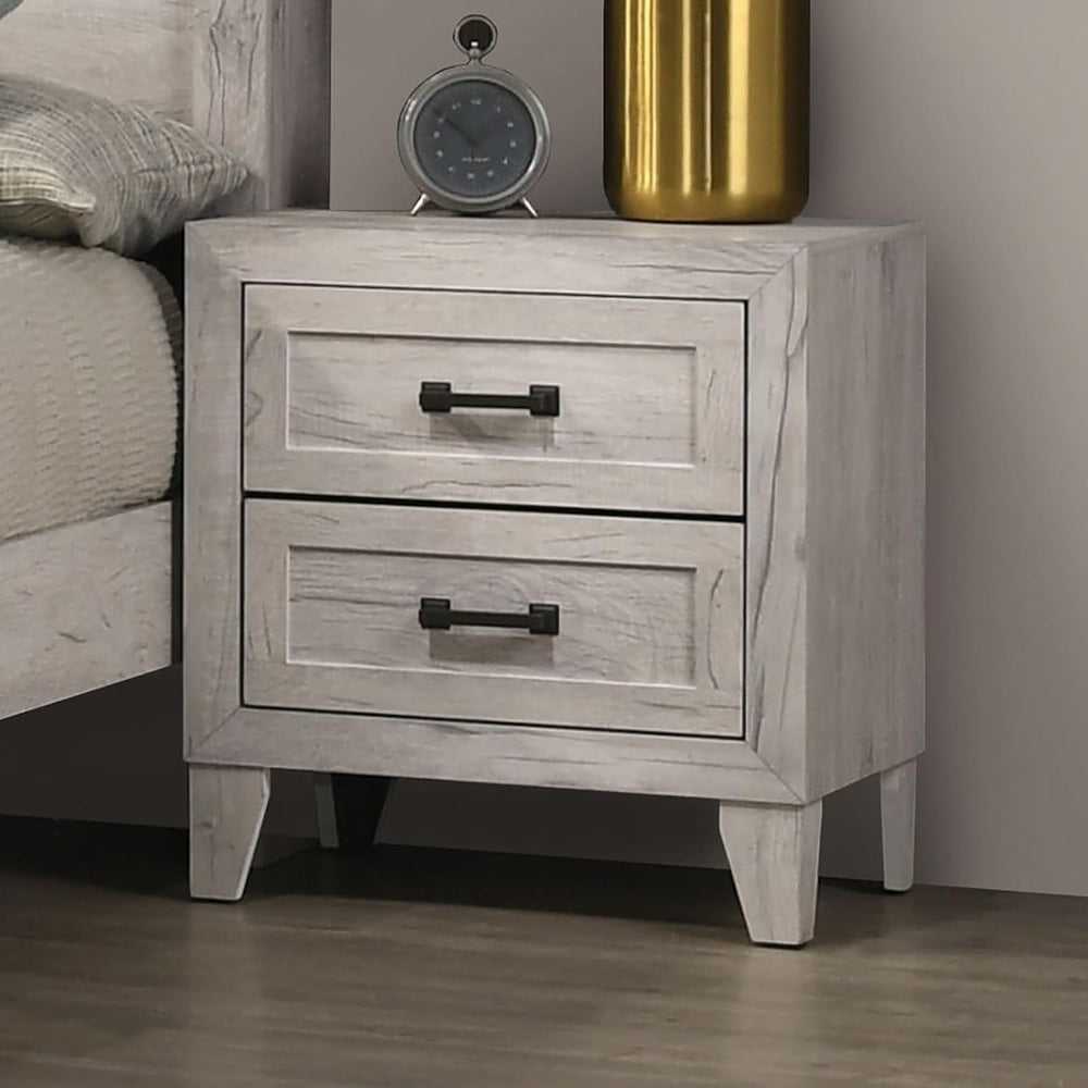 Bedside Table White Wash Finish Striking Elegant 1pc Nightstand Contemporary ...