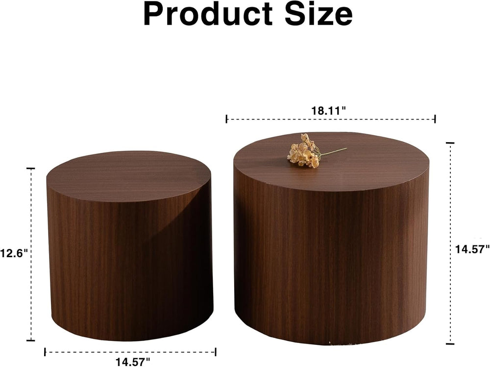 Nesting Coffee Table Set of 2, Round 18.9" Coffee Tables & 14.96&quo...