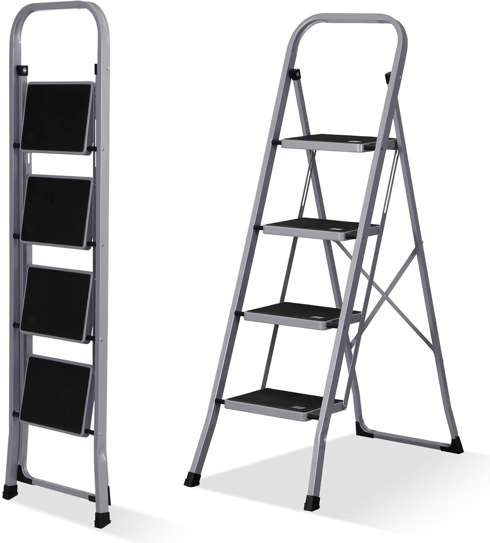 F2C Step Ladder Folding Stool Ladder with Convenient Handgrip, Sturdy Wide An...