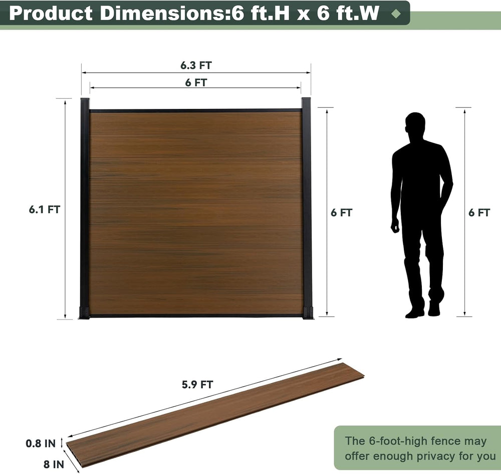 Mondaria Privacy Fence Panels for Outside,6ft(W) x 6ft(H) Outdoor Privacy Pan...