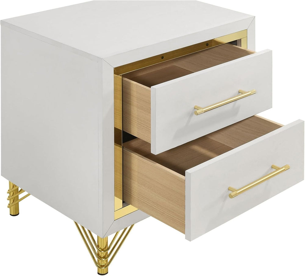 White 2-Drawer Nightstand Bedside Table,for Small Spaces