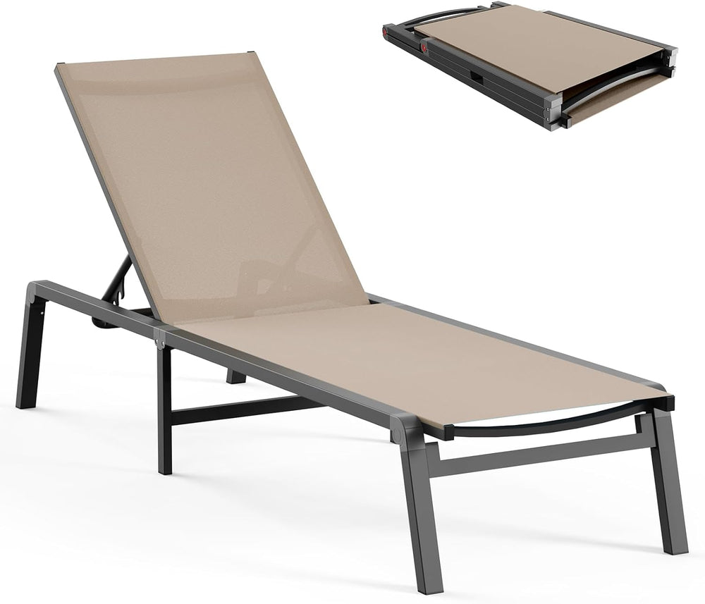 Ciokea Aluminum Chaise Lounge Ourdoor - Foldable & Assemble Free Outdoor ...