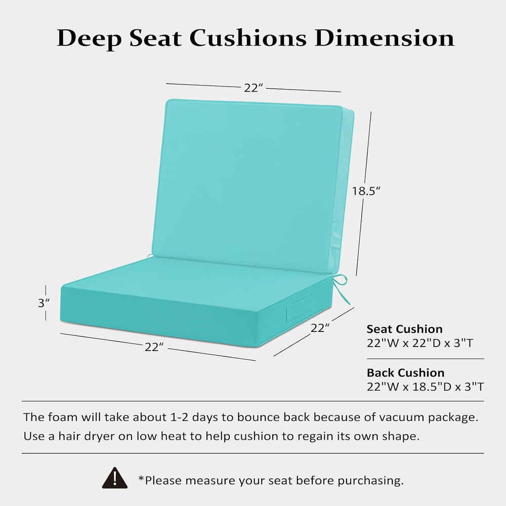 Cozyide 22x22 Outdoor Cushions for Patio Furniture, Waterproof Outdoor Chair ...