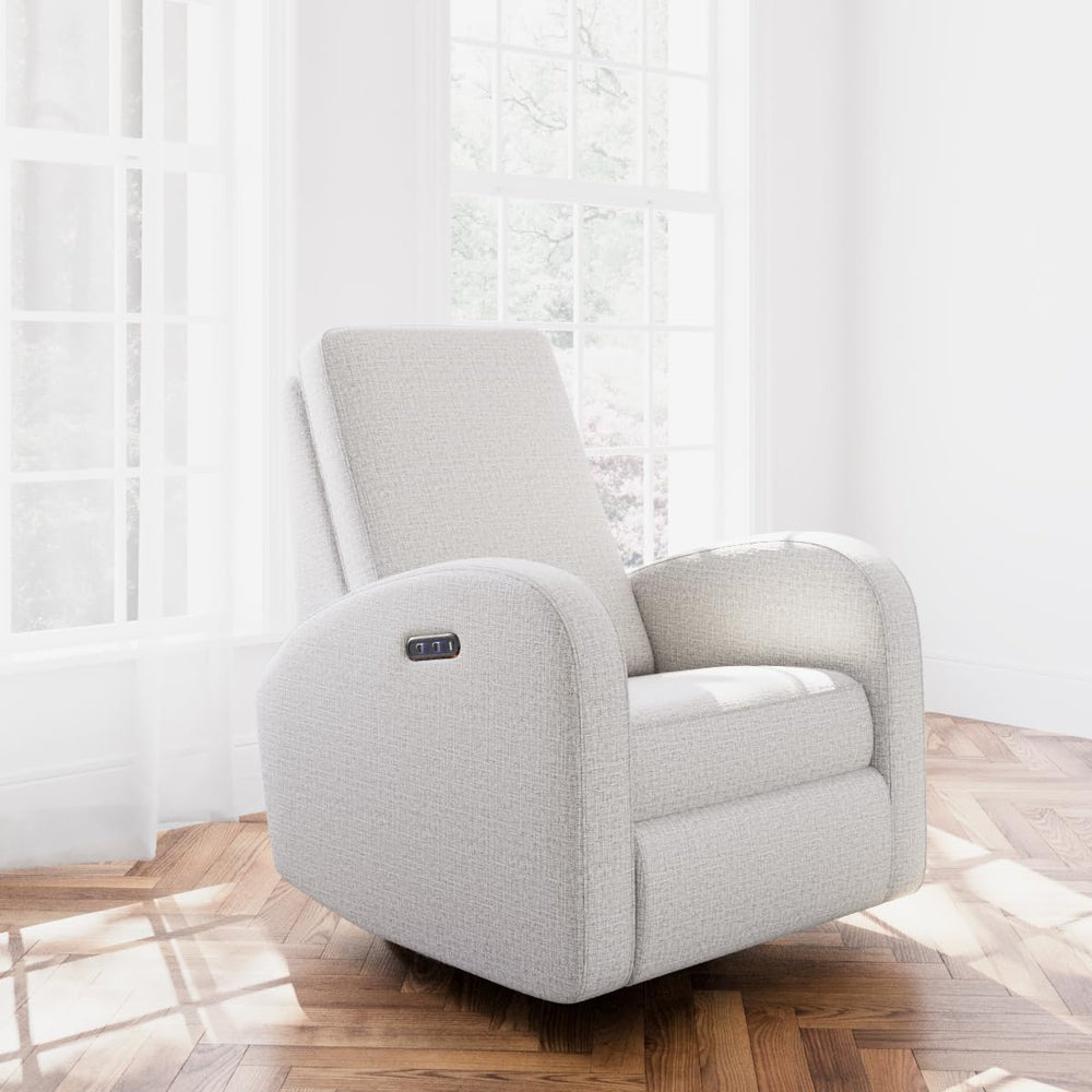 Storkcraft Santa Monica Power Recliner Swivel Glider, Steel Basketweave | GRE...