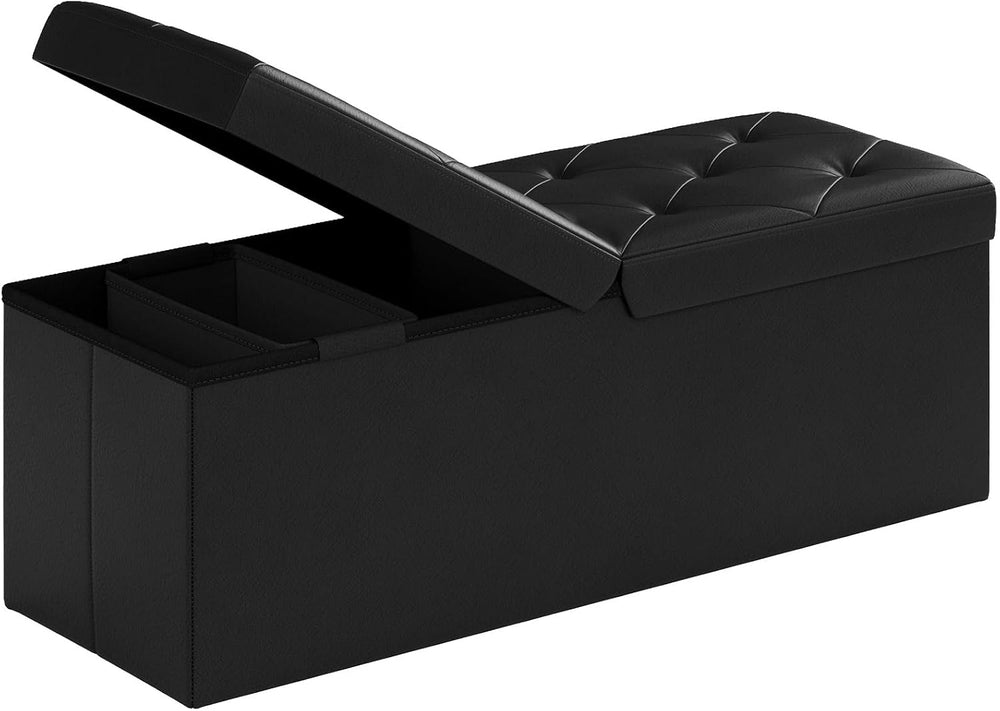 43 Inches Folding Storage Ottoman Bench with Flipping Lid
