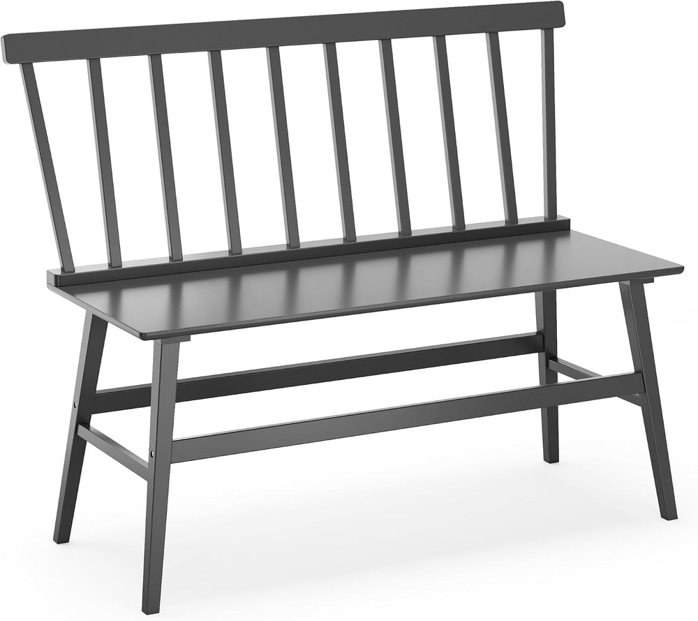 Wisuce Bamboo Dining Bench, Entryway Bench with Spindle Back (Black) | Bamboo...