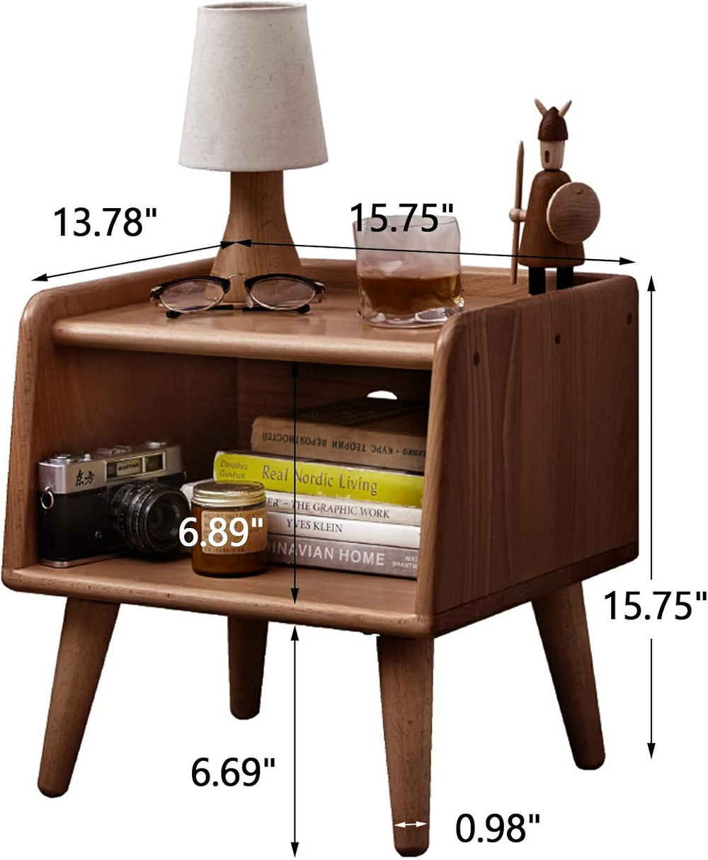 Solid Beech Wood End Tabld Nightstand Bedside Table Modern Night Stand Minima...