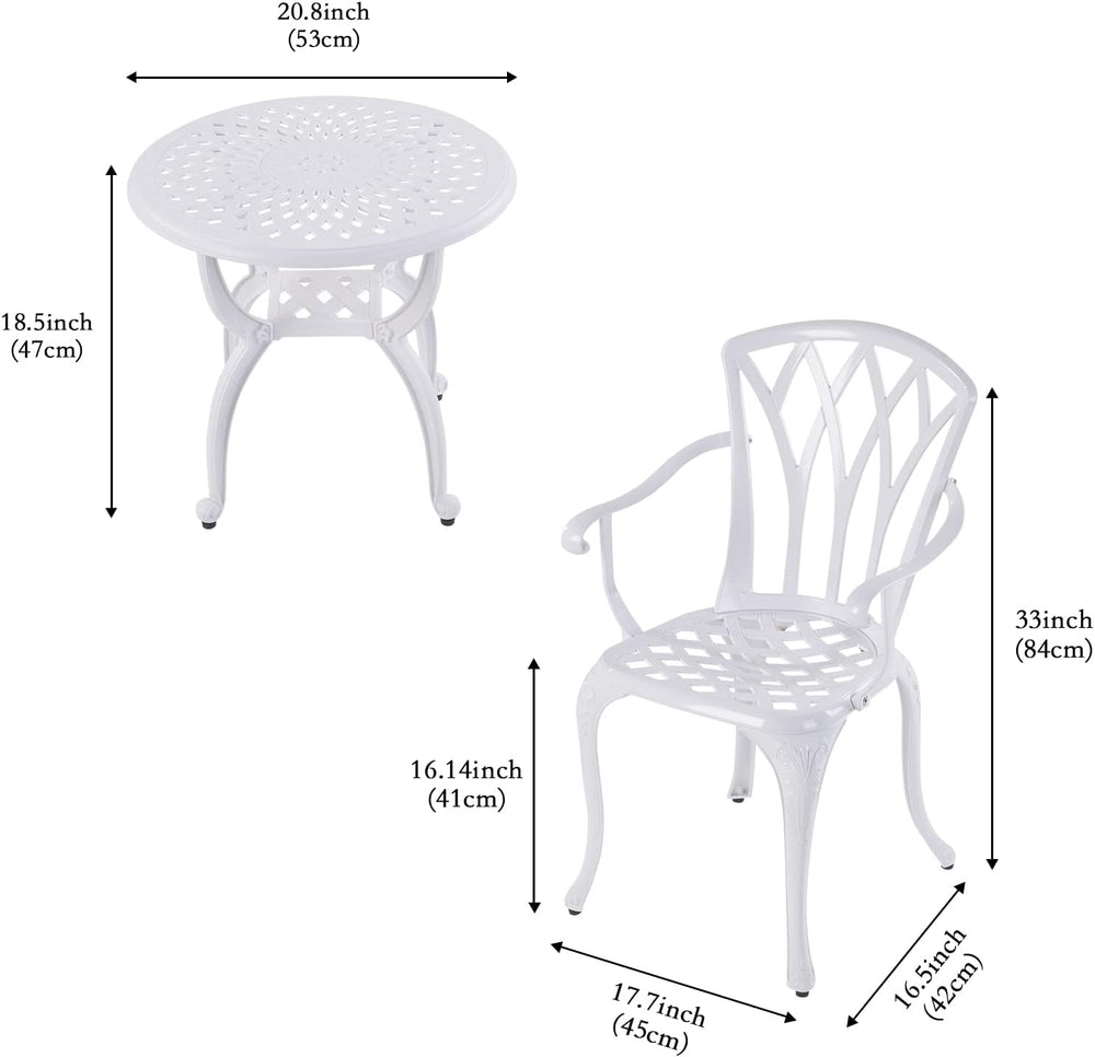 YKSY&YKSY Jardin DE CENTENNAIL 3-Piece Outdoor Bistro Set Cast Aluminum R...