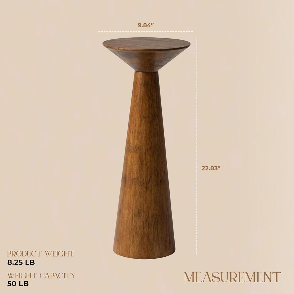 COZAYH Set of 2 22.8-Inch Tall Round Martini End Table, Walnut – Solid Pine W...