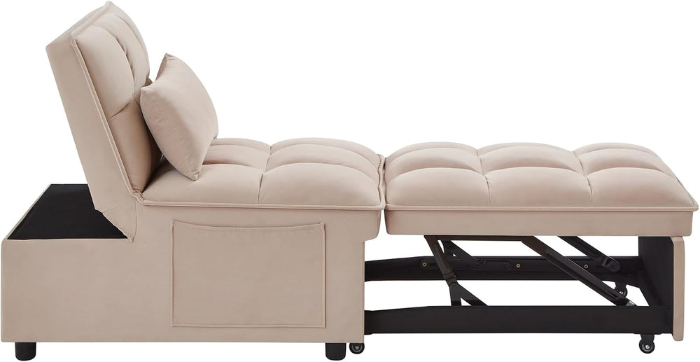 4-in-1 Folding Convertible Chair Sofa Bed,Taupe