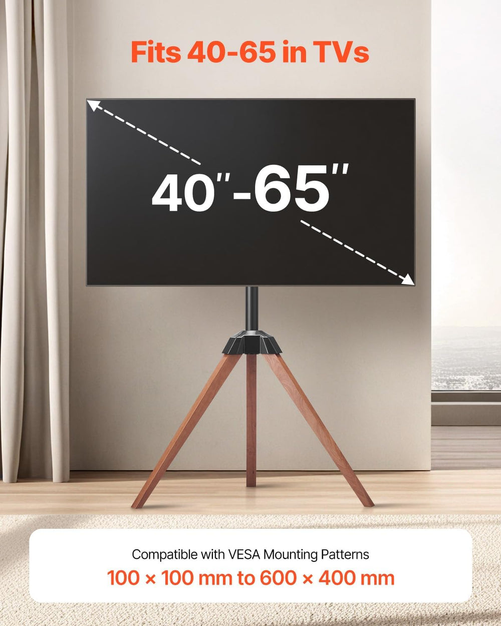 VEVOR Tripod Easel TV Stand, for 40-65 inch Flat Screen/Curved TVs Up to 99 l...