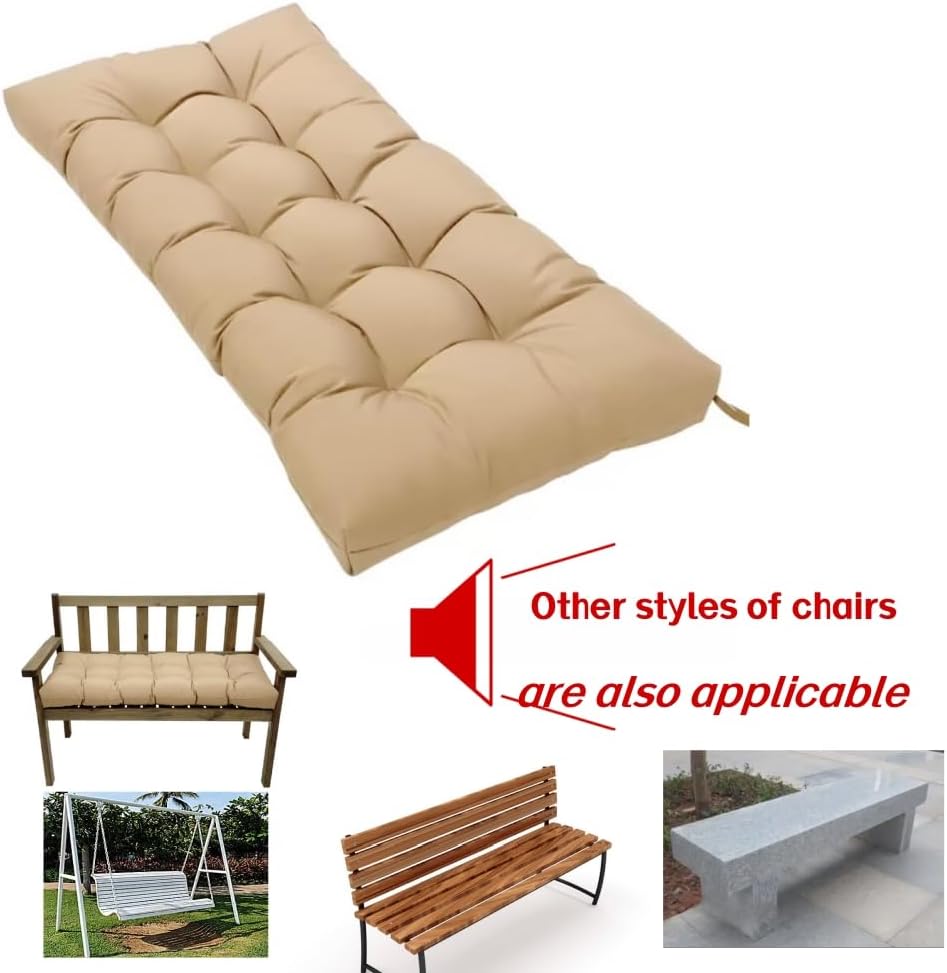 Waterproof Indoor/Outdoor Bench Cushion, Garden Loveseat Cushion, Swing Seat ...