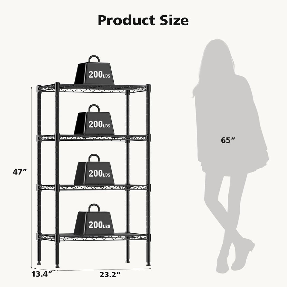 DUMOS 4-Tier Metal Wire Storage Shelves, Adjustable Standing Storage Rack She...