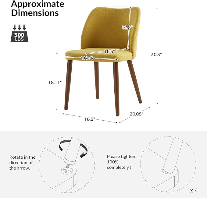 Dining Chairs Set of 6, Upholstered Kitchen Dining Room Chair Set Morden Acce...