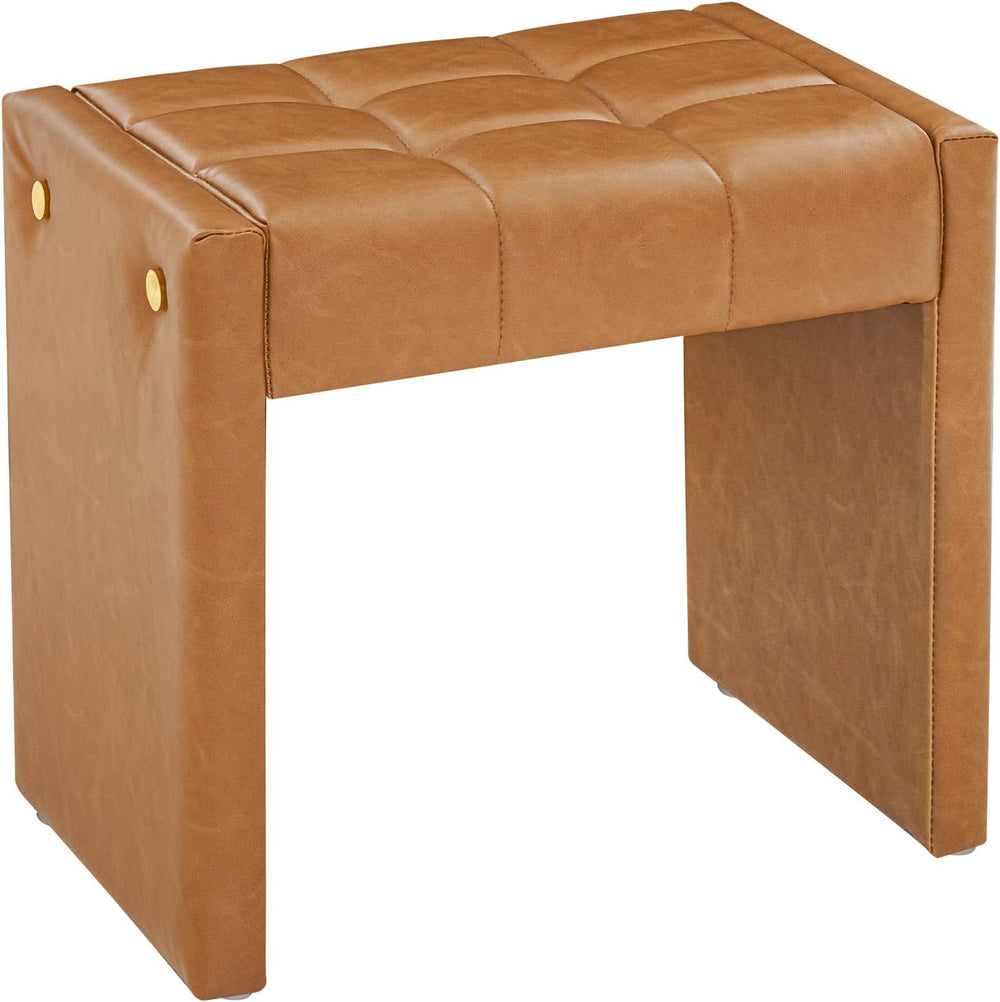 LUE BONA Modern Grid Tufted Vanity Bench Stool, 4.33'' Thick Chenille...