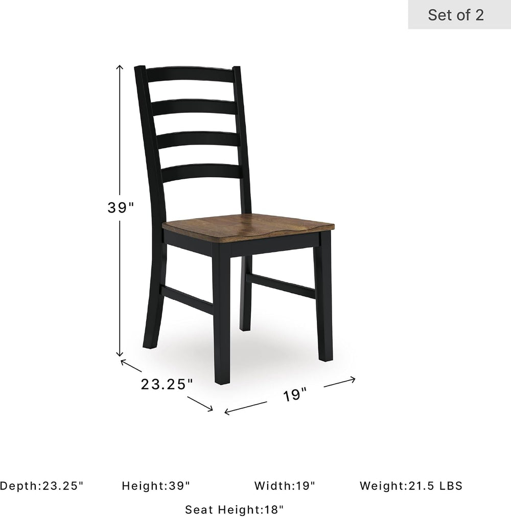 Signature Design by Ashley Wildenauer Dining Chairs Set of 2, Modern Ladderba...