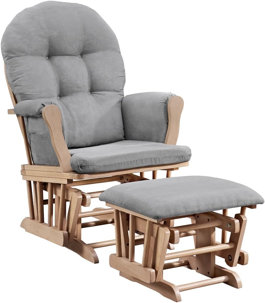 Windsor Glider and Ottoman, Natural and Gray