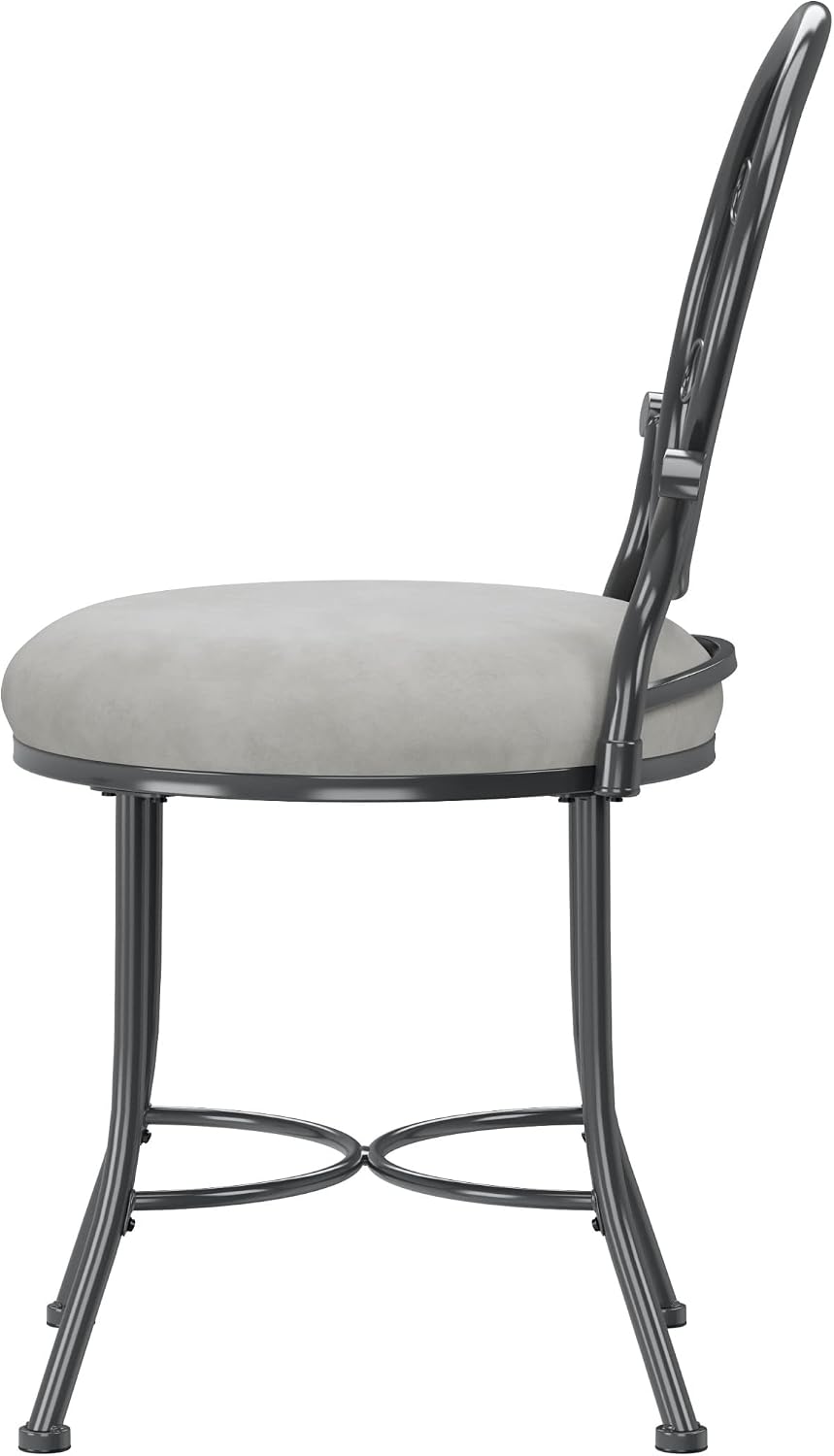 Hillsdale O'Malley Vanity Stool with Spiral Pattern Design, Metallic Gray...