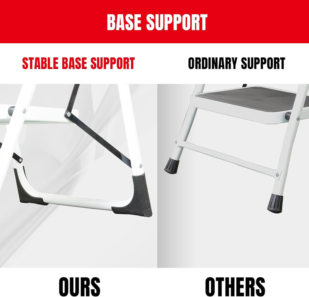 Big RED 2 Step Ladder: Ergonomic Folding Stool with Anti-Slip Pedal, Step Sto...