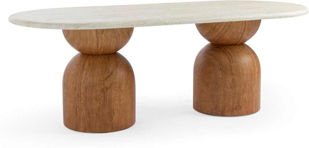 Tov Furniture Cynthia Travertine Concrete Indoor/Outdoor 87" Long Dining...