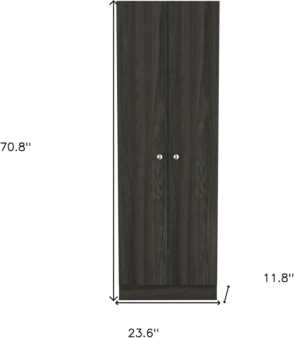 HomeRoots 71" Dark Brown Wood Pantry Or Storage Closet