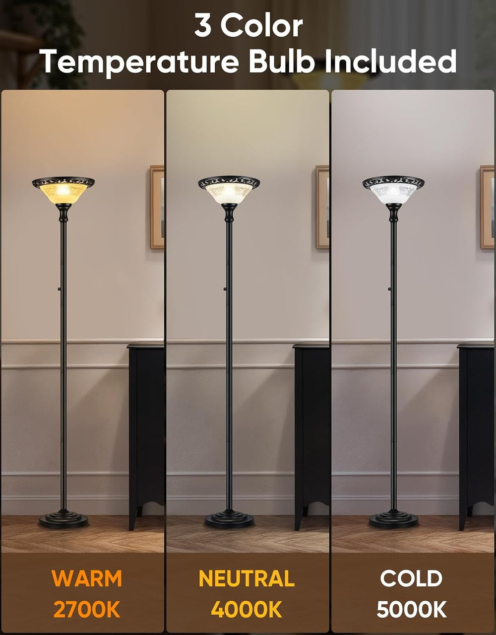PARTPHONER Torchiere Floor Lamps for Living Room, 71" Tall Standing Lamp...