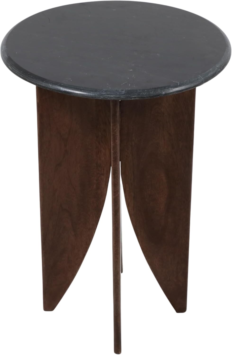 Mango Wood Base and Stone Top for Small Spaces - Round End and Side Table for...