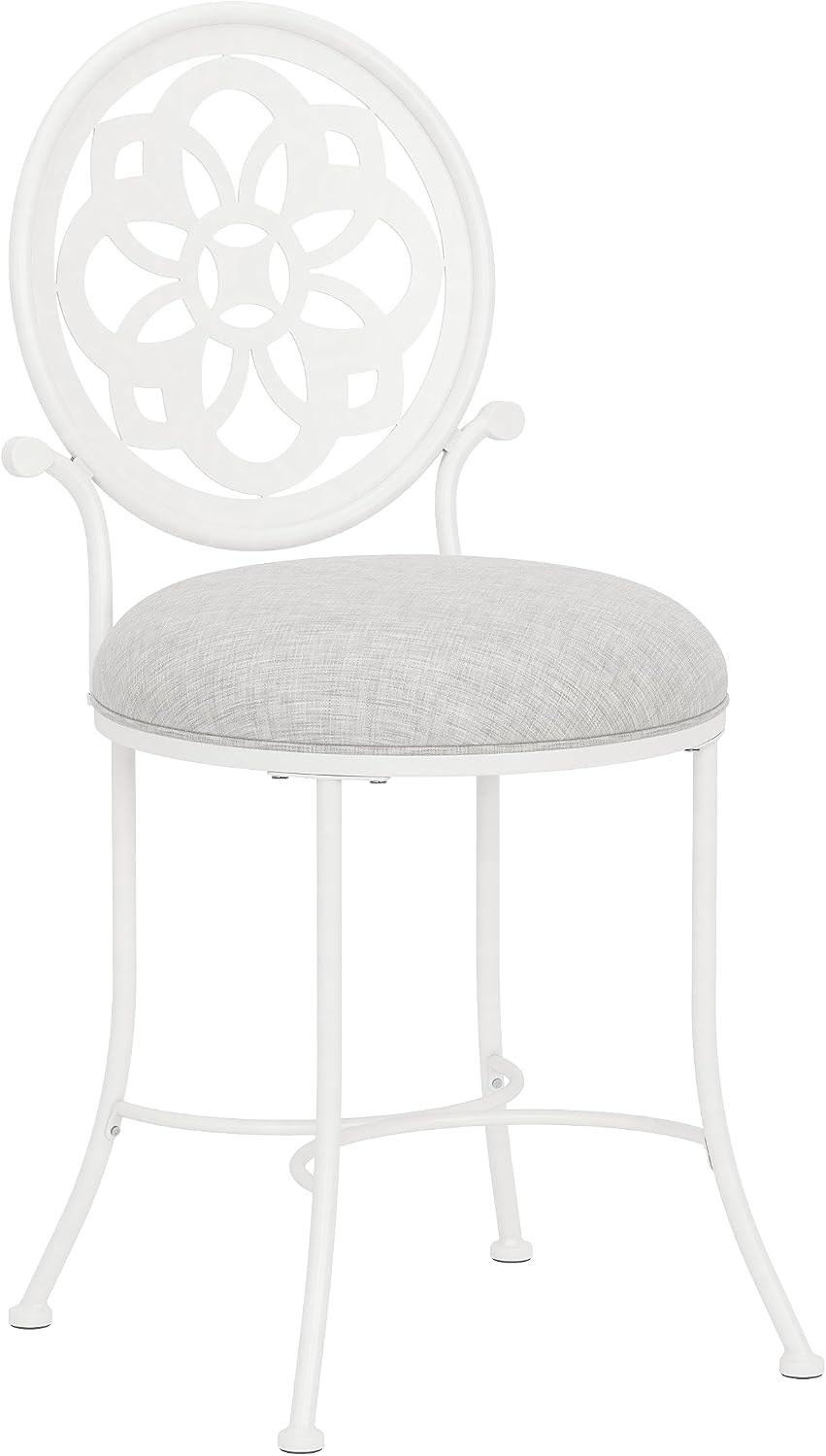 Hillsdale Marsala Metal Vanity Stool with a Circular Geometric Back Design, O...