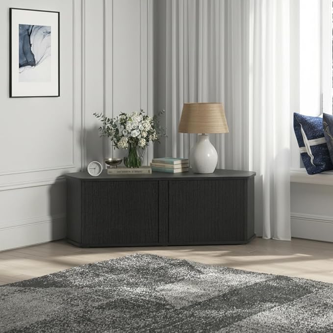 Corner TV Stand 43 Inch, Mid Century Corner Entertainment Center with Sliding...