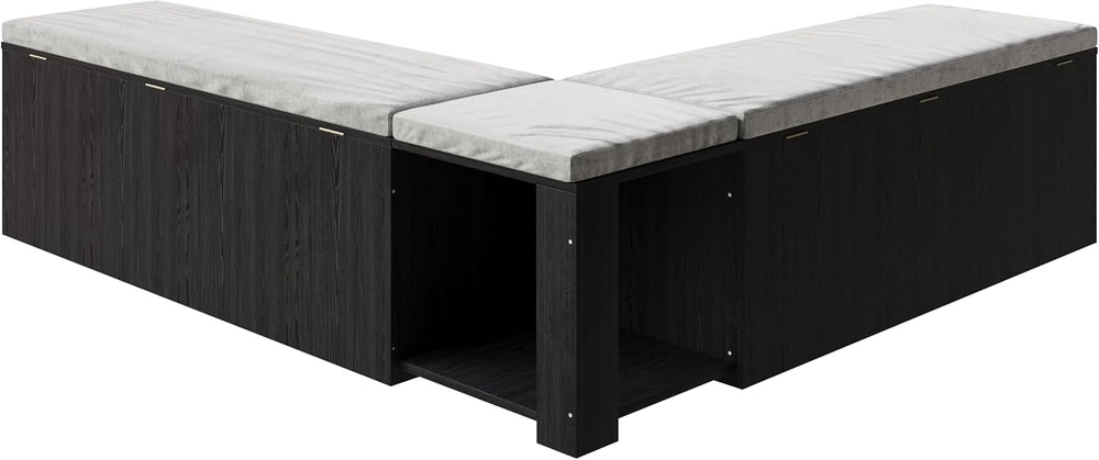 Bobve L-Shape Storage Bench with Cushion, Backless Corner Dining Bench, Kitch...