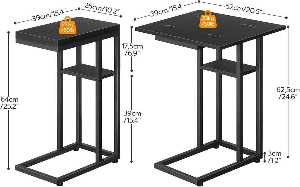 HOOBRO Side Table, Round End Accent Table with Sturdy Metal Pedestal, C Shape...