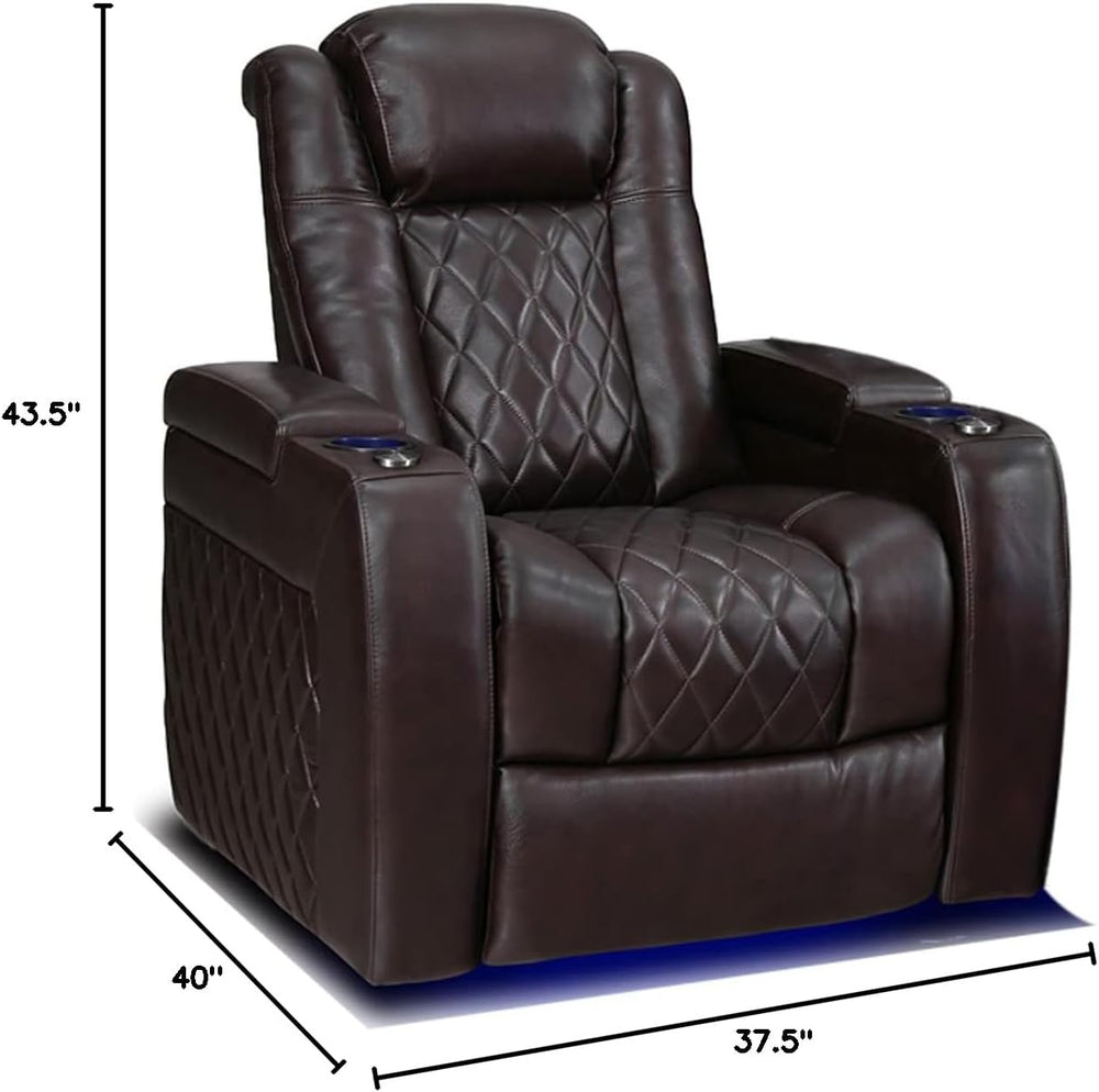 Valencia Tuscany Home Theater Seat - Nappa Leather Power Recliner with Cool G...