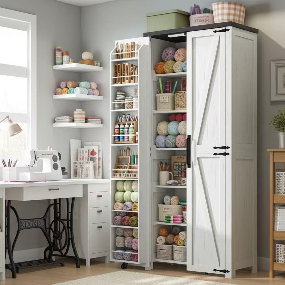 Furnaza Farmhouse 72" H Kitchen Pantry Cabinet with Adjustable Shelves |...