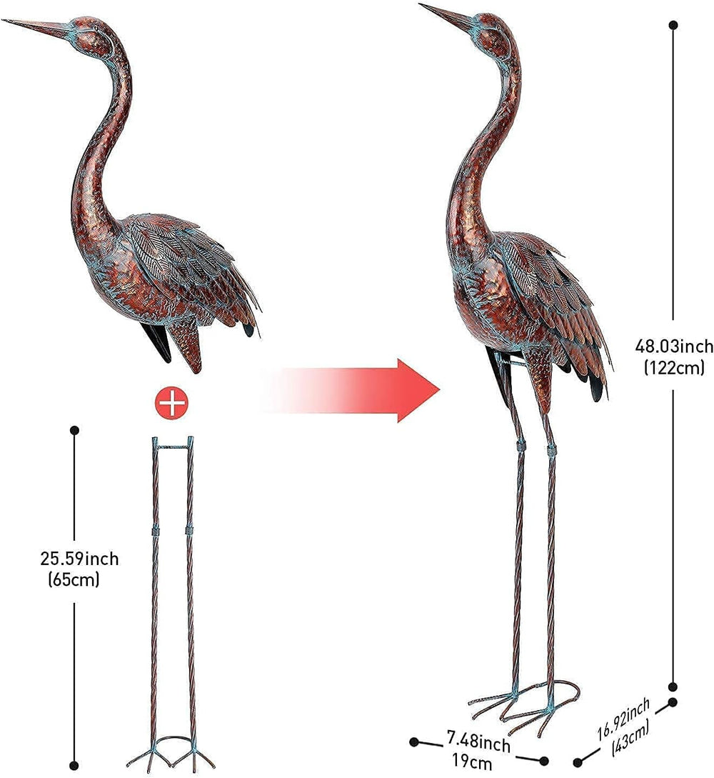 chisheen Outdoor Garden Crane Statues and Sculptures Metal Yard Art Statue fo...