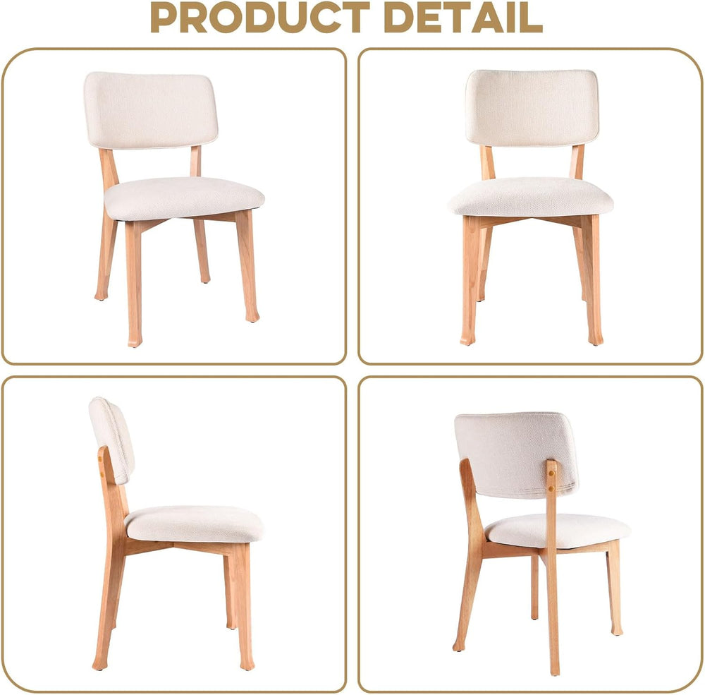 Wooden Dining Chairs Set of 4, Mid Century Modern Kitchen Chairs with Fabric ...